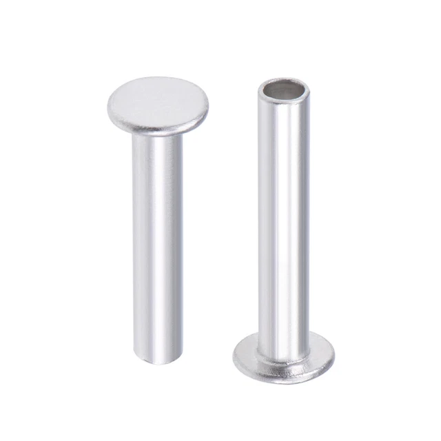 50Pcs M5x28mm Aluminium Tête plate Semi-tubulaire Rivets Argenté