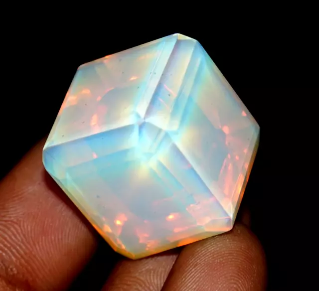 Natural Fire Opal Cube Welo Australian 120.55 Ct Certified Untreated Gemstone