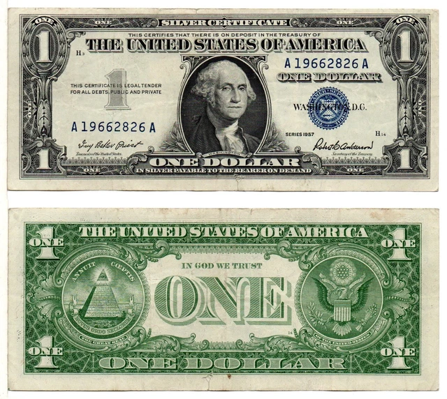 UNITED STATES - 1 Dollar Silver Certificate Blue Seal (1957) Very Fine