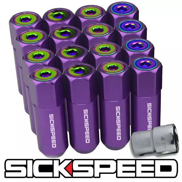 Sickspeed 16 PC Violet / Neo Chrome Étendu 60MM Verrouillage Écrou Écrous 1/2X20