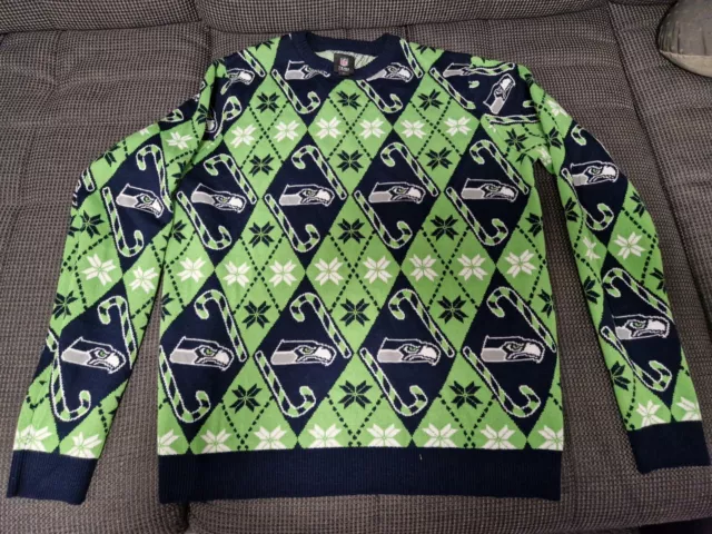 NFL UGLY SWEATER SEATTLE SEAHAWKS Pullover  Football Sweater Christmas