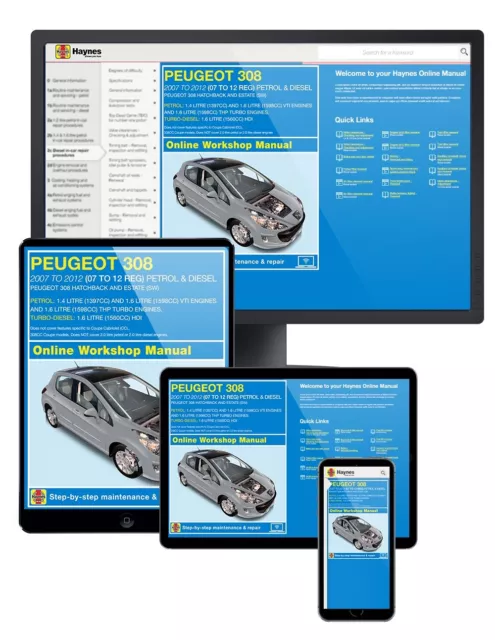 Peugeot 308 Petrol & Diesel (2007-2012) 07 to 12 Haynes Online Car Manual