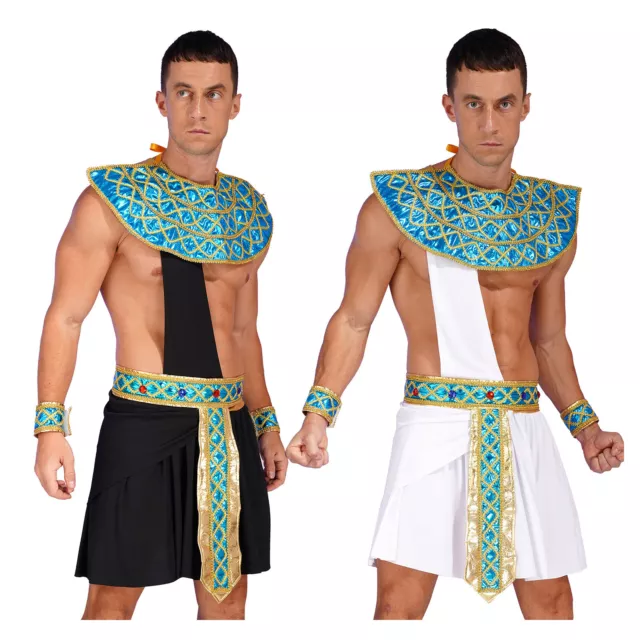 Men's 5 Pieces Ancient Egypt Costumes Egyptian Pharaoh Cleopatr Cosplay Outfits