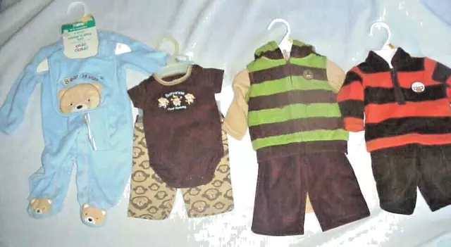 Newborn Infant Boys Clothes Lot Of 3 Carter's & 1 Okie Dokie 10 Pieces Total