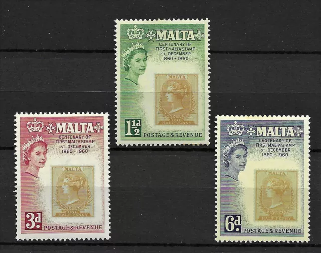 Malta 1960 Stamp Centenary MNH set S.G. 301-303