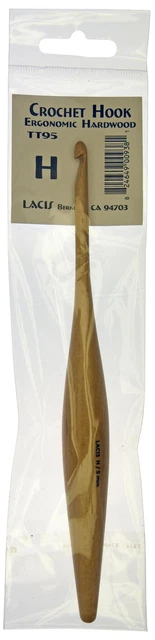 Paquete de 2 ganchos de ganchillo ergonómicos de madera dura Lacis 7" - tamaño H8/5 mm TT95-H