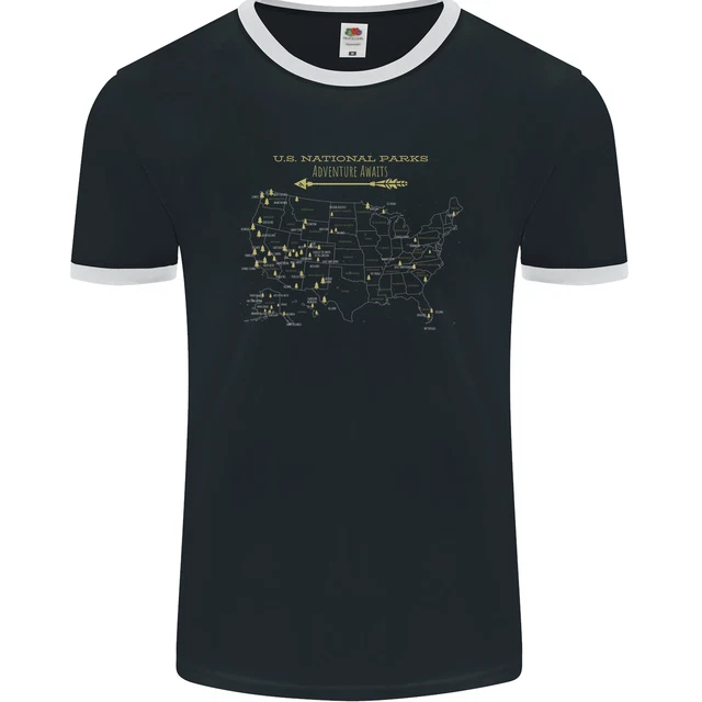 US National Parks Hiking Trekking Walking Mens Ringer T-Shirt FotL
