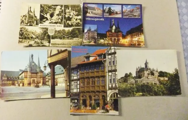 5 AK Postkarte Wernigerode Harz Rathaus Schloss Altstadt 1960er bis heute