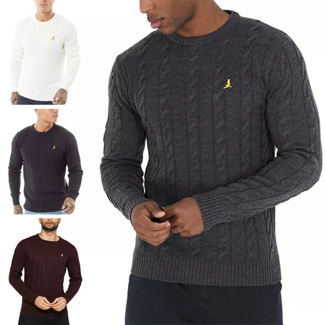 BRAVE SOUL Mens Pullover Jumper Crew Neck Long Sleeve Winter Knitted Cardigan