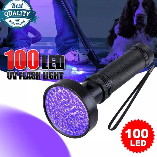 100 LED Flashlight UV Light Torch Inspection Lamp Ultra violet Blacklight 395 nM