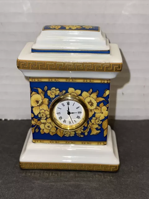 Versace By Rosenthal Blue Medusa Mini Clock VERY RARE No Glass On Face Of Clock