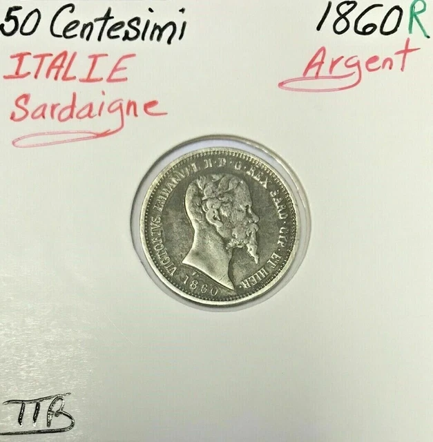 ITALIE SARDAIGNE - 50 CENTESIMI 1860R - Monnaie en Argent // Qualité : TTB