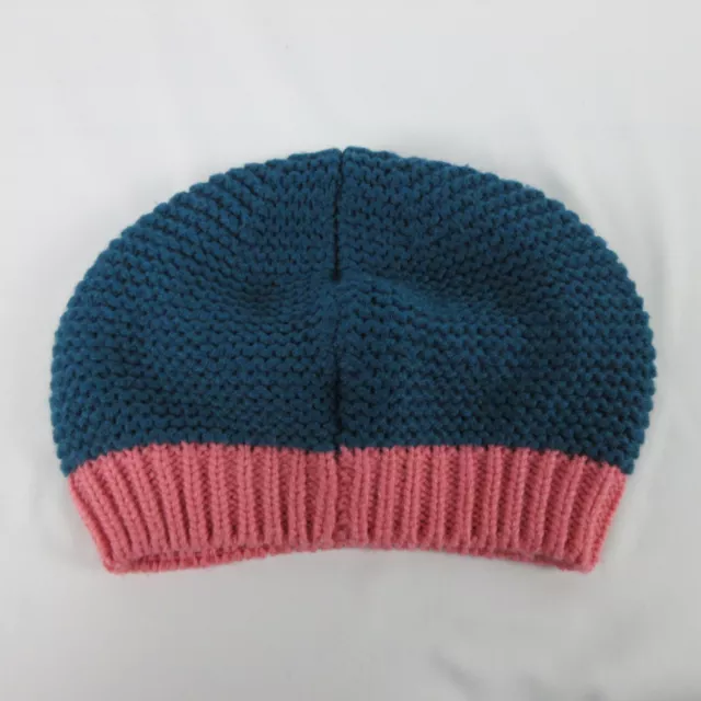 Mini Boden Girls Hat Knit Beanie Blue Pink 7-10y Travel Beret London France 2