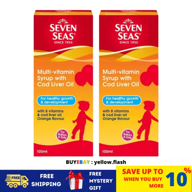 2X Seven Seas Multivitamin Syrup With Cod Liver Oil 100ml Orange Flavor For Kids