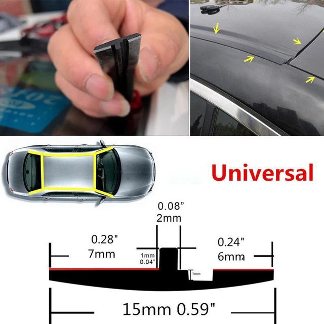 10ft 15mm Auto Rubber Roof Gutter Seal Strip Sunroof Windshield Covers Dustproof