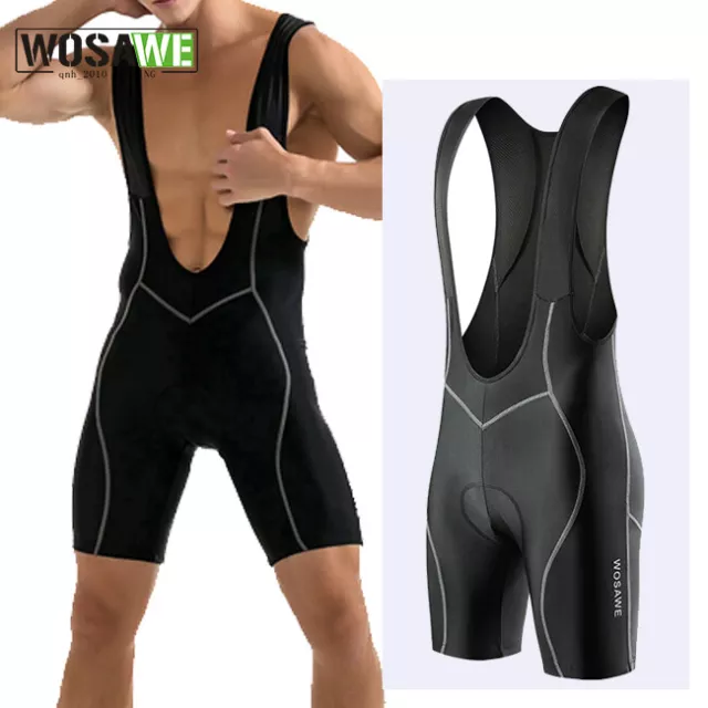 WOSAWE Men Cycling Bib Shorts Bicycle Padded Racing Sport Bike Breathable Wear