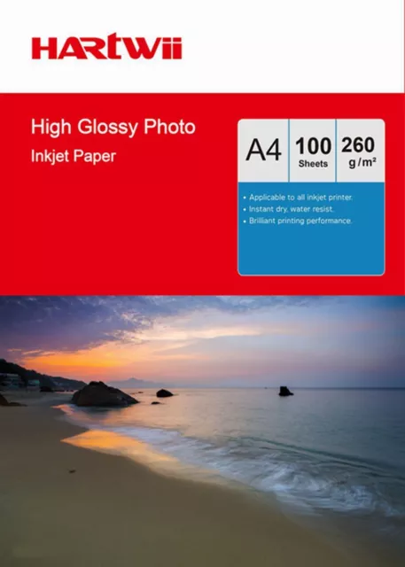 Hartwii 100 Sheets A4 180Gsm High Glossy Photo Paper Inkjet  Paper Printing Ink