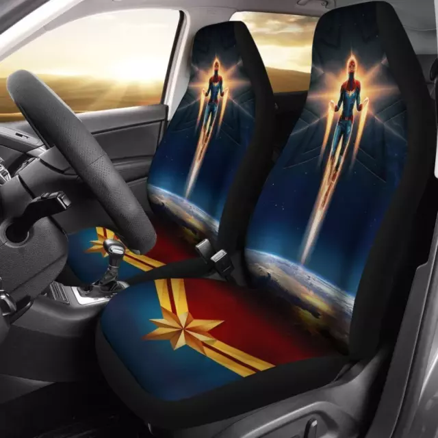 Captain Marvel Movie Car Seat Covers. Gift Idea for Fans.