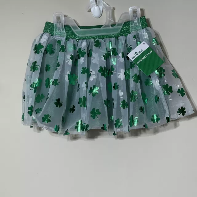 Celebrate Baby Girl St. Patrick’s Day Skirt Size 4T. NWT! Shamrock Tulle Overlay