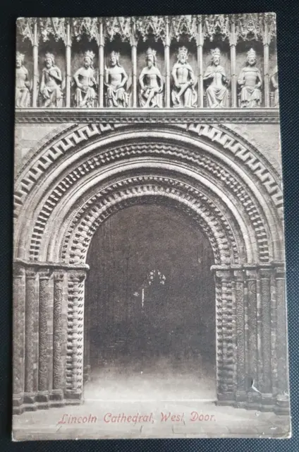 Unveröffentlicht Vintage Friths Serie Postkarte - Lincoln Cathedral, West Door b2
