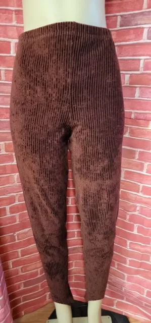 FORENZA Soft Corduroy Burgundy High Waisted Women's Leggings Pants Size L #C6