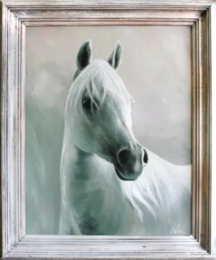 Caballo Pintura Al Óleo Pintado a Mano Lienzo Marco Firmado Arte Imagen