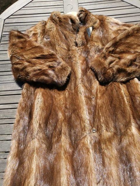 Manteau Long En Fourrure Vison Véritable Paris Printemps - Marque Samaritaine, Taille M, Occasion Très Bon état