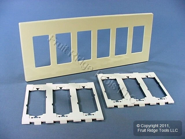 Leviton Almond 6-Gang Midway Decora Screwless Wallplate Cover GFCI GFI SJ266-SA