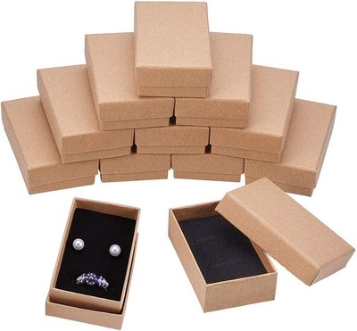 BENECREAT 24 Pack Scatole di Cartone Kraft per Collana 8x5x3cm Scatola Regalo Piccola Rettangolare Bracciale e Orecchini Perfetto per Compleanni Matrimonio Festival 