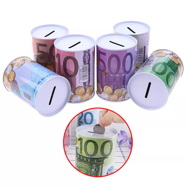 1pc Euro Dollar Money Box Safe Cylinder Piggy Bank Banks For Coins Deposit &FE