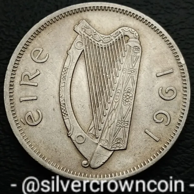 Ireland Eire Florin 1961. KM#15a. Two Shillings coin. Salmon. Fish. Irish Harp.