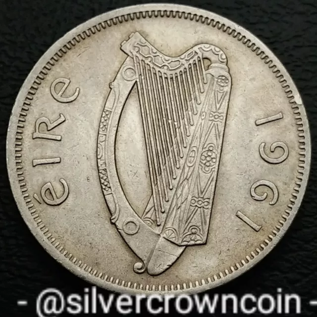 Ireland Eire Florin 1961. KM#15a. Two Shillings coin. Salmon. Fish. Irish Harp.