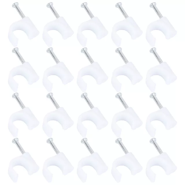 100 PCS White Single Coaxial Nail Clamps Cable Clips with Steel