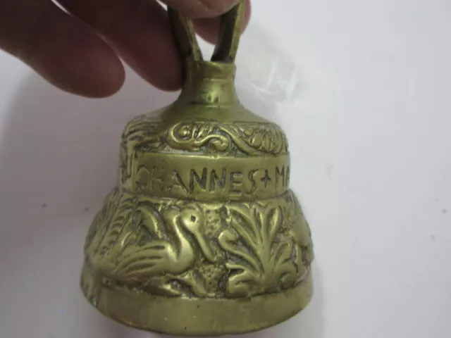 RARE Vintage Antique Brass Bronze Evangelist Apostle Bell, Marcus Mathevs Hannes 2