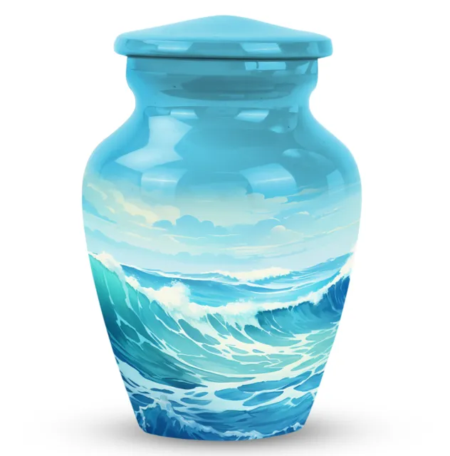 Serene Ocean Swell Small Urns For Human Ashes Keepsake Burial Cremated 3 inch