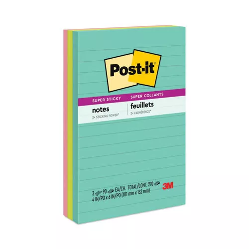 Post-It Notes Super Sticky Patins En Supernova Fluo Collection Couleurs, Ligné