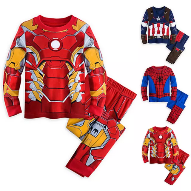 Super Hero Iron Man Pyjamas Kids Sleepwear Boys Nightwear Pj's Novelty Outfits