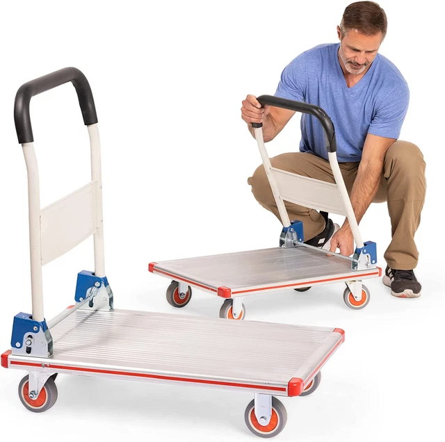 Aluminum Folding Cart with Wheels - Platform Truck - Weight Capacity 400Lbs - Co