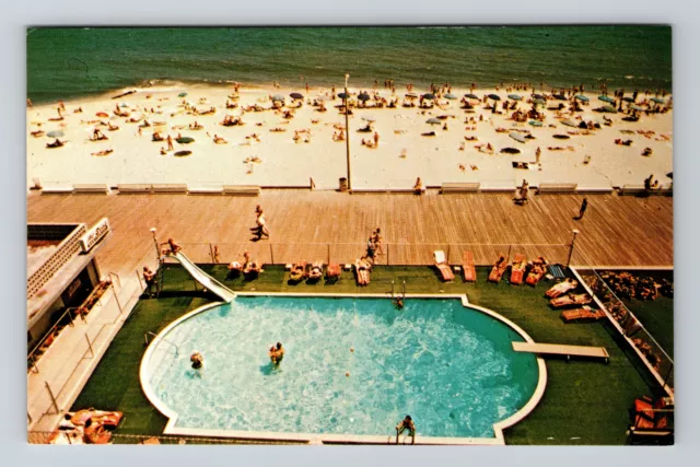 Rehoboth Beach DE-Delaware, Atlantic Sands Motel, Pool, Vintage Postcard