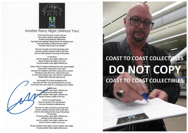 Geoff Tate signed Queensryche Another Rainy Night Without you Lyrics sheet proof STAR