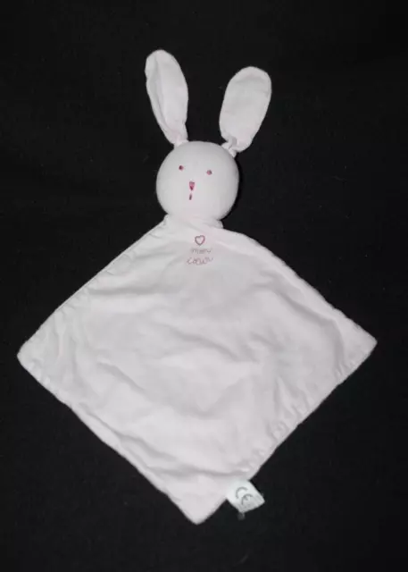 Doudou lapin plat PETIT BATEAU rose mon cœur TTBE