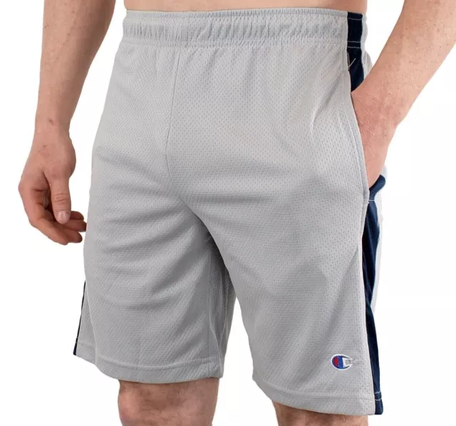 Champion Men's Basketball Workout Gym Shorts, 7.5" Inseam, Active Mesh Striped 2