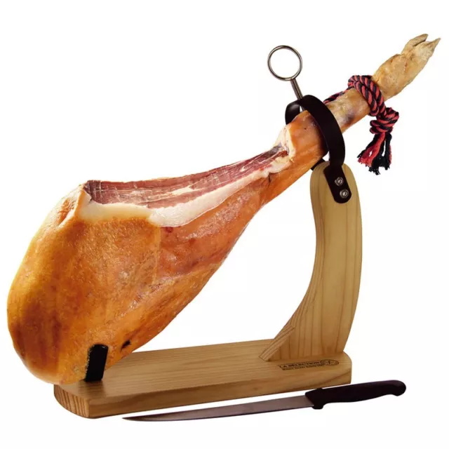 Jamonero De Madera De Pino Con Cuchillo De Acero Inoxidable Soporte Jamonero