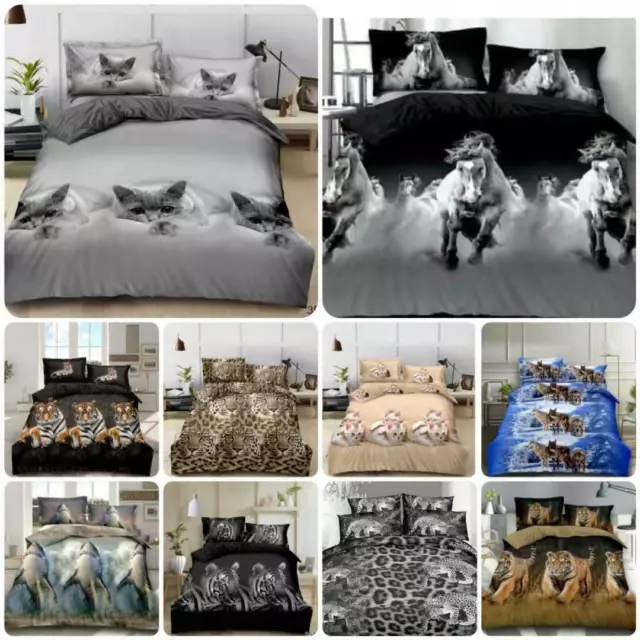 3D Animal Print Duvet Cover Set Duvet Cover Sheet Pillowcase Single Double King