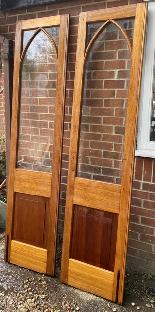 Antique Glazed Pair Of Doors French Doors Hardwood Gothic Double Doors