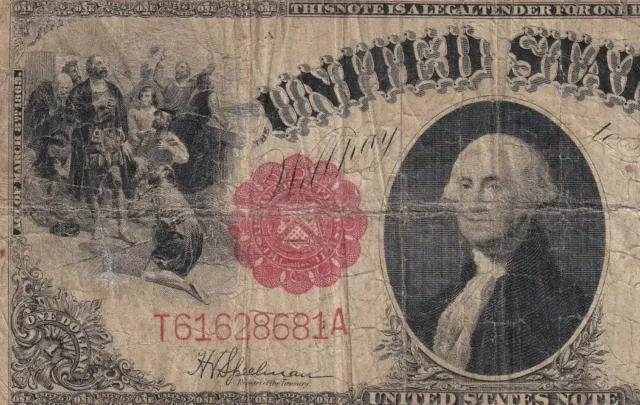 T61628681A  1917 One Dollar Red Seal Legal Tender In Ok Condition