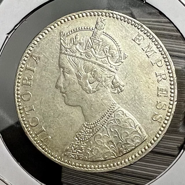 1901 British India Silver One Rupee Near Uncirculated Coin