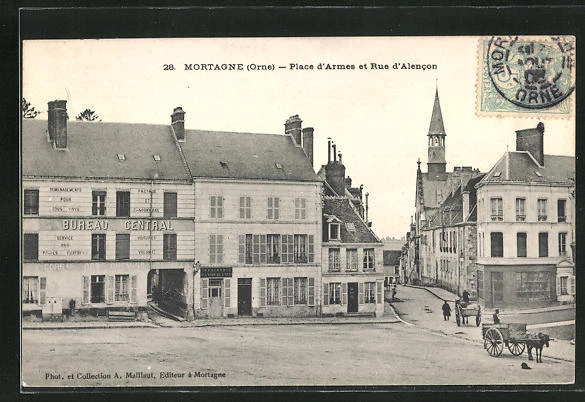 CPA Mortagne, Place d'Armes and Rue d'Alencon 1905