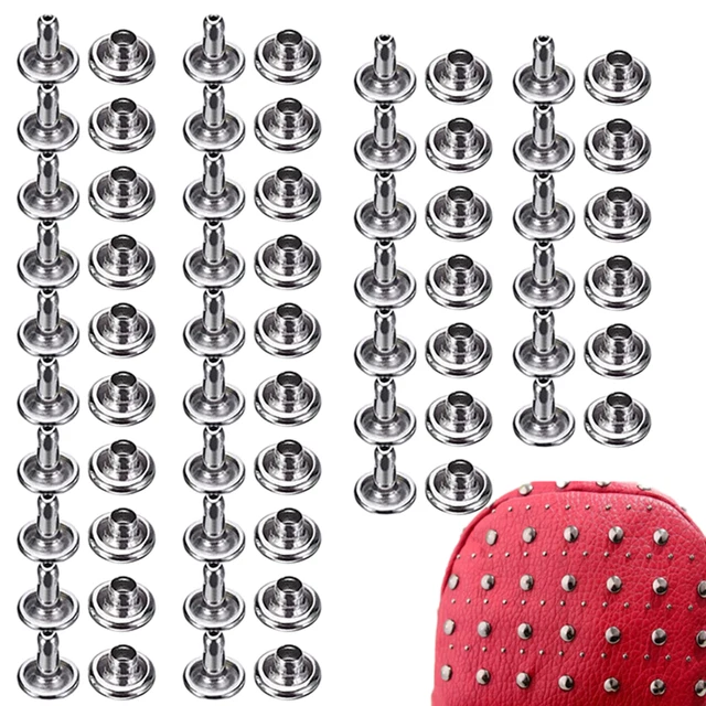 200pcs 6mm Pets Collar Double Round Cap Tubular Metal Leather Rivets Easy To Use