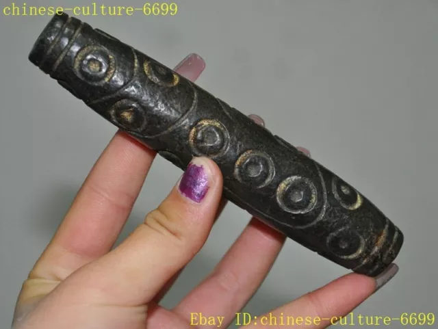 5.8" Hongshan Culture meteorite iron carved Feng Shui yu Cong statue